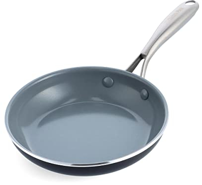 GreenPan Swift Healthy Ceramic Nonstick, 8 Frying Pan Skillet, Stainless Steel Handle, PFAS-Free, Dishwasher Safe, Oven Safe, Black
