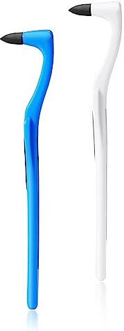 Annhua Tartar Remover for Teeth 2 PCS Tooth Scraper for Plaque with Non-Slip Handle, Portable Teeth Stain Remover for Home and Travel - Blue and White