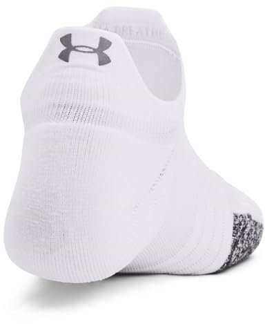 Under Armour Womens Low Socks Women'S Ua Breathe 2-Pack No Show Tab Socks, Wht, 1370096-100, OSFM