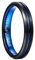 NUNCAD Ringe Herren Damen Schwarz Blau aus Wolfram Breite 4mm Unisex Partner Ring Mode Schmuck Ring für Hochzeit