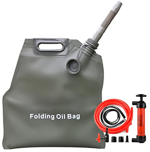 Spare Fuel Tanks, 30L Portable Folding Oil Bag with Oil Pump Gasoline Sac Sealable Foldable Petrol Can Drum Canister Diesel Storage Container (Color : With Tube, Size : 10L)
