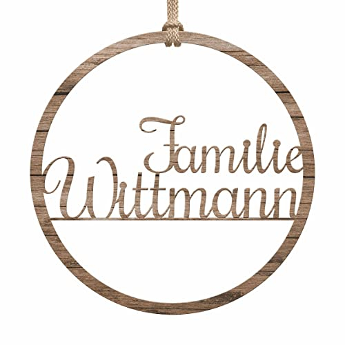 Holz Kranz Schriftzug Herbst - Holzkranz Tür Haustür - toller Herbstkranz zum Aufhängen - Herbstlicher Türkranz Outdoor & Indoor - Herbsttürkränze Deko Holzring Willkommen Schild (Personalisiert)