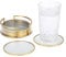 BSTKEY 8 Pack Glass Clear Gold Coasters, 10CM Round Cup Coaster Candle Plate with Holder, Decorative Cup Coaster Set for Coffee Tea Wine Drinks