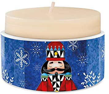 EGAN Weihnachten Kerzenhalter mit Nussknacker und Duftkerze 4(H) cm