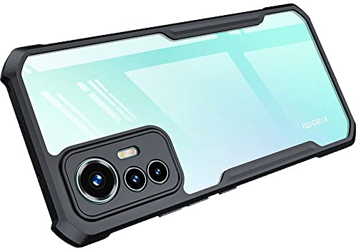 TECHGEAR Tough Case for Xiaomi 12 Lite 5G [Fusion Armour] Premium Hybrid Tough Rugged Protective Bumper Case Heavy Duty Protection with Clear Back Designed For Xiaomi 12 Lite 5G - Black