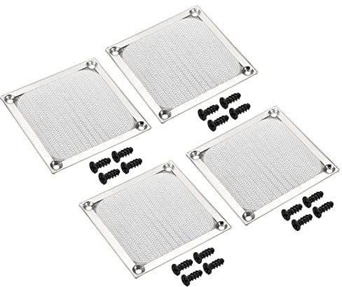 PATIKIL 80mm Fan Filter Grills with Screws, 4 Pack Aluminum Frame Stainless Steel Mesh Dustproof Cover for Computer Case, Silver