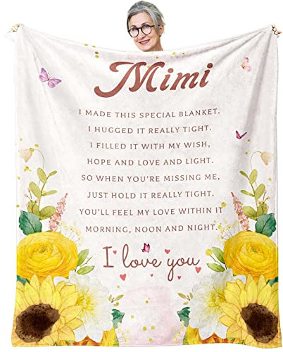 AIYUBOFUN Grandma Gifts Überwurfdecke, 152,4 x 127 cm, Gelb-Mimi, 152,4 x 127 cm