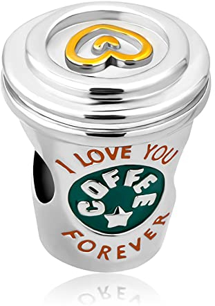 SBI Jewelry Coffee I Love You Forever Charm for Pandora Bracelets and Necklace Pendant Dangle Bead Jewelry for Women Birthday Charms Gifts