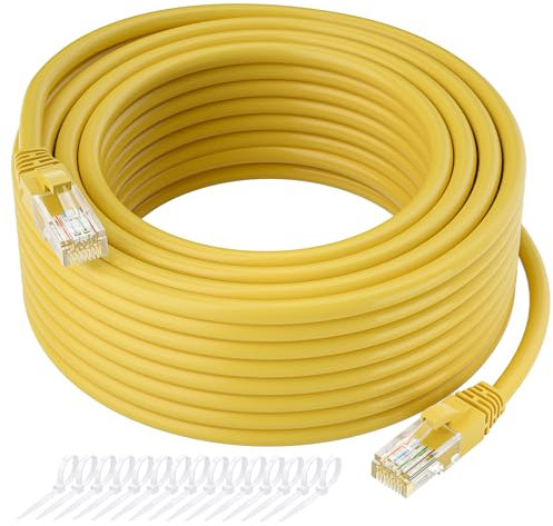 Câble Ethernet Cat5e de 76,2 m, long câble Internet Cat 5e, cordon de raccordement sans accroc, flexible, réseau, LAN, PoE, connecteur RJ45 standard pour PC, serveur, routeur, modem, TV, PS5 – avec 15