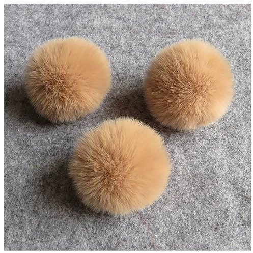 Egurs Kunstfell Pompon 4cm Kunstfell Bommel Kaninchenfell Fellbommel Bunt Plüsch Bälle Bommeln Faux für DIY Mützen Taschen Schals Schuhe Schlüsselanhänger Autoanhänger Basteln Braun 50 Stück