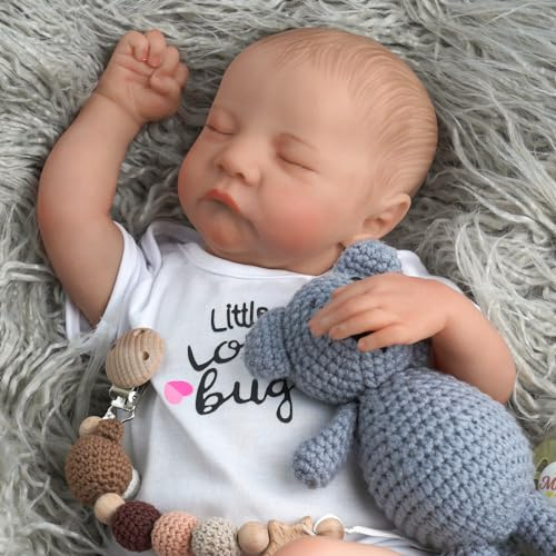 BABESIDE Reborn Dolls 17 pollici corpo morbido Rinato Bambole Bambino realistiche per neonati maschi come veri bambini (maschio con occhi chiusi)