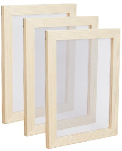 SUPERFINDINGS 3 PZ Cornice per Creazione di Carta in Legno Strumenti per Schermo 30X20.1cm mandorle Sbollentate Creazione di Carta in Legno Rettangolo Antico Cornice per Stampi per Carta permestieri