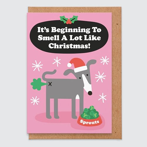 Lustige Hunde-Weihnachtskarte mit Aufschrift It's Beginning To Smell A lot Like Christmas