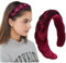 LEBENSWERT Haarreif Samt Geflochtener Haarreifen Damen Trachten Haarreif breit Vintage Harrband Mode Stirnbänder für Frauen (Weinrot)