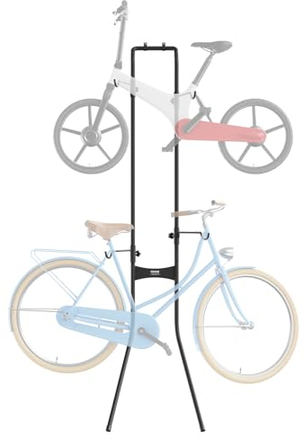 VEVOR 2 Bike Storage Rack, Free Standing Gravity Wall Vertical Bike Rack, Fully Adjustable Bike Rack Garage, Sturdy Steel & Easy Assemble, for Garage, Living Room, Shed, Holds Up to 90 lbs Black