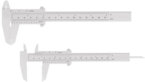 QUARKZMAN 20Stk Mini-Plastik-Messschieber 150mm 6 Messschieber Lineal Weiß | Schieblehre Tragbares Messwerkzeug (Metrisch/Zoll)