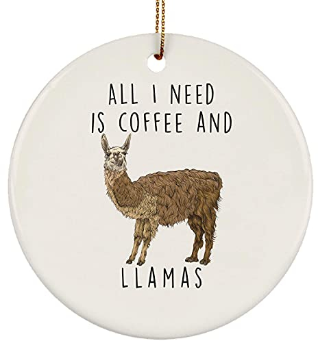 Weihnachtsbaumschmuck 7.3 cm, Lama, Das Lustig Kaut Christbaumschmuck Anhänger Ideal Runde Keramik Ornament Elegant Weihnachtsanhänger Für Holiday Weihnachten Neujahr Geschenk