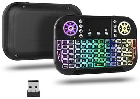 ciciglow Backlit Mini Keyboard with Touchpad, Rechargeable USB Build In Battery Keyboard with Receiver Portable Keyboard Remote Control for Laptop PC TV Box