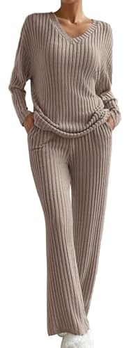 Tuta Maglia Donna Completa Eleganti 2 Pezzi Maglione E Pantaloni Di Lana Tuta Da Ginnastica Comodo Tute Donna Invernale Elegante Calda Set Coordinati Abbigliamento