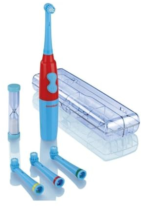 Nevadent Elektrische Kinder Zahnbürste Blau NKZ 3 A1 Inkl. Box 4 Aufsäzte Sanduhr
