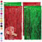 4P 3.2ft x 6.5ft Laser Foil Curtain Christmas Decoration,Red Green Wavy Tinsel Curtain Party Backdrop Glitter,Foil Fringe Streamers Metallic Tinsel Door Hanging Foil Flow Silk Streamers for Xmas Party