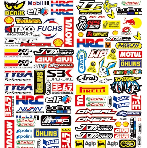 3 Bilder Motorrad Aufkleber Sponsoren Motocross Motorsport Fahrrad Helm Aufkleber Vinylaufkleber Sticker Geeignet für Motorräder, Skateboard, Auto, Rollerhelm und Geländemotorräder (A)