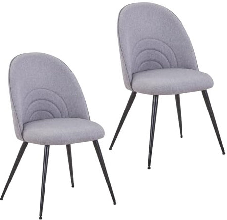 SVITA Anita 2-er Set Esszimmerstuhl Polsterstuhl Küchenstuhl Stoffbezug Gepolstert Metallbeine Pulverbeschichtung Grau