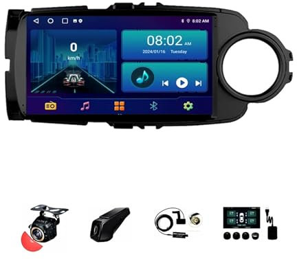 9 Pollici 2 DIN Android 13 Auto Stereo Radio per Toyota Yaris LHD RHD 2012-2017 con Car Play Senza Fili GPS Telecamera Posteriore Comandi al Volante Bluetooth(A,T1[1+16G])
