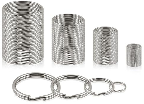 Schlüsselringe Set, 100 Stück Schlüsselringe Edelstahl 30mm 25mm 20mm 10mm Schlüssel Ringe Split Ring Schlüsselring Edelstahl Runde Flacher Schlüsselanhänger Ring für Schlüssel Zubehör Auto Haus