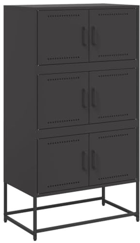 vidaXL Sideboard, Kommode mit Stauraum Tür, Beistellschrank für Wohnzimmer Schlafzimmer, Anrichte Highboard, Industrie-Stil, Schwarz Stahl