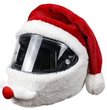 JXAXD Weihnachtsmann Motorradhelm Überzug, Weihnachtsmütze Motorradhelmbezug, Motorradhelm Abdeckung Plüsch, Plüsch Cover Santa für Integralhelm Motorradhelm Im Freien (Ohne Helm)