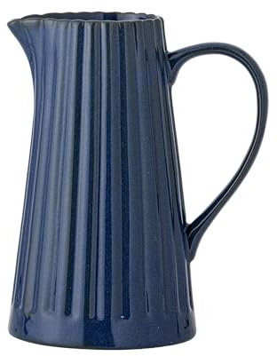 Latina Krug 1,2l – Steingut Wasserkrug mit vertikalen Linien – Eleganter Keramikkrug mit Griff – Hochwertige Kanne für Wasser, Saft & Milch – Spülmaschinengeeignet & einzigartiges Design (Dunkelblau)