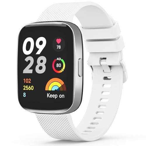 Vancle Silicona Correa para Xiaomi Redmi Watch 3 Active para Mujer Hombre, Pulseras de Repuesto Deportiva Duradera para Redmi Watch 3 Active (No Para Redmi Watch 3), Blanco