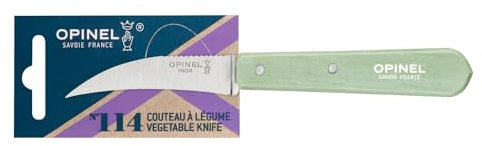 OPINEL Gemüsemesser N°114 Salbeigrün, Griff aus lackiertem Weißbuchenholz, Klinge aus Edelstahl, 10000930, Grün