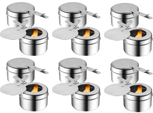 TOOSOAR 12 Stück Brennpastenbehälter, Rostfreier Stahl Brennbehälter Brennpaste, Gerader TypWarmhaltebehälter für Brennpaste, Buffet Zubehör -Spiritusbrenner für Hotpot, Drypot, Gegrillten Fisch