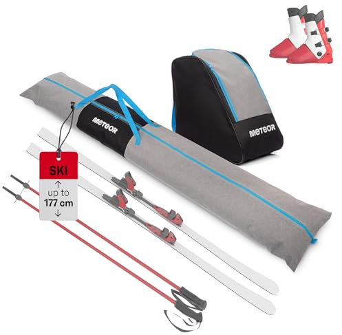 meteor Skitasche Set - Skisack 177 cm & Belüftete Skischuhtasche - Wasserabweisend, Perfekt für Wintersport und Skiurlaub - Komplettes Set