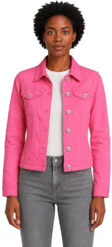 AMARA REYA Women's Stretch Cotton Lightweight Casual Denim Jacket | Long Sleeve Button Fasten Classic Collar Multi-Pocket
