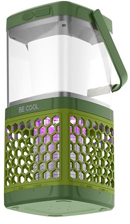 BE COOL Camping-Insektenvernichter Solar | 2-in-1 Mückenlampe mit LED-Licht | USB & Solar aufladbar | 1800mAh Akku | 5W Leistung | Indoor & Outdoor | 40m² Wirkung | Tragbar & wasserdicht