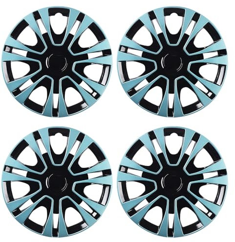 Blueshyhall 4er Set Radkappen Hell Blau Glänzend, Radzierblenden für Stahlfelgen aus PP Kunststoff mit Doppelschichtiger Lackierung, 13-15 Zoll Option Hubcaps Radblenden Tuning Zubehör Außen (15)