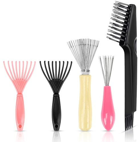 NISENTIA Bürstenreiniger, 5 Stück Haarbürstenreiniger, Bürstenreiniger Haarbürste Reinigung, Kamm Reinigungsbürste Haarbürsten Reiniger, Kammreiniger zum Entfernen Haaren Von Bürsten Kämmen Teppichen