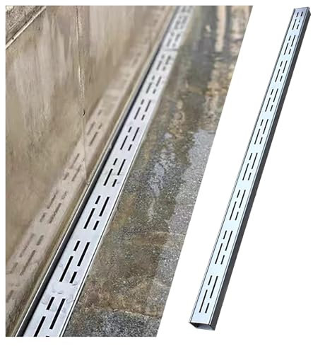 IYUESQ 2 Zoll schmales Kanal-Abflussset mit Metallgitter, 3,3 Fuß langes Edelstahl-Rinnen-Abflusssystem für Terrasse und Garten im Freien, Regenrinnen-Entwässerungs-Rinnenset (7-teilig, 5