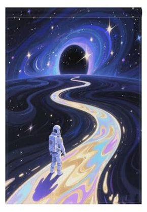 Galaxy Path Astronaut Gartenflagge, vertikal, doppelseitig, Hausflagge, Festival, Urlaub, Dekoration für den Außenbereich, Rasen, 30,5 x 45,7 cm