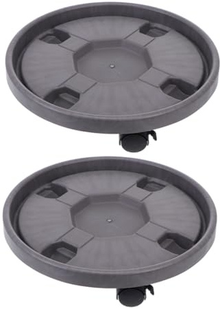 BESTonZON 2pezzi Sottovaso Rotondo con Ruote per Piante Carrello Portavasi Mobile con Rotelle Girevoli e Freno Vassoio per Adatto Ed Esterno Supporto Sottovaso per Vasi da