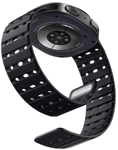 Bandletic Silikon Armband kompatibel mit Samsung Galaxy Watch 9 8/8 Classic | Weiche Silikon Sport Atmungsaktive Armband für Samsung Galaxy Watch 8 Classic 46mm/Watch 9 8 40/44mm für Herren Damen Schwarz