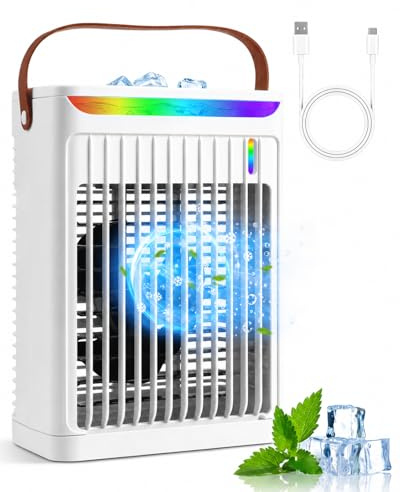 Portable Air Conditioner, 4-In-1 700ml Evaporative Air Cooler With 5 Fan Speeds & 2 Mist Modes, Cooler Fan Air Conditioner With 2/4h/6h Timer, Led Light, Air Cooler For Bedroom, Office