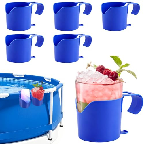 Forbabe 6 piezas soporte para bebidas borde de piscina, soporte para bebidas de plástico para piscina, soporte colgante, soporte para vasos de piscina multifuncional para jacuzzi, piscinas