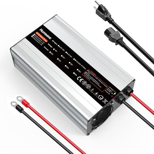 HumsiENK 12V 40A Chargeur de Batterie LiFePO4 avec Options Multi-Courant 5A/10A/15A/20A,Détection Automatique de la Tension de la Batterie Plomb-Acide LiFePO4