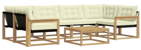 vidaXL Outdoor-Sofagarnitur 7 pcs Weiß und Creme 79 x 79 x 37 cm, Garten, modernes Outdoor-Sofa, gemütliches Möbel, langlebige Lounge, perfekte Terrasse-Sitzgruppe
