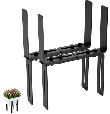 TLDBATICE 2 Soportes en Forma de H sin taladrar, Soporte Jardinera Balcon, Soporte Macetas Balcón, Soporte Ajustable Macetas, Apto para barandillas 1,5–32 cm y jardineras 15–23 cm