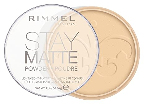 Rimmel - Poudre Compact Stay Matte - Anti-Brillance - Fini Mat et Naturel - 001 Transparent - 14gr